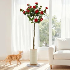 70.9'' Tall Cat Scratching Post,Artificial Camellia Tree Extra-Large Scratcher f