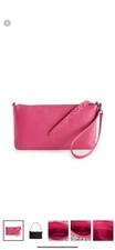 ili Convertible Leather RFID-Blocking Wristlet, fuchsia