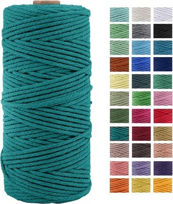 3mm x 109Yards Macrame Cord Thick Natural Cotton Macrame Rope, 4 Strand Twisted