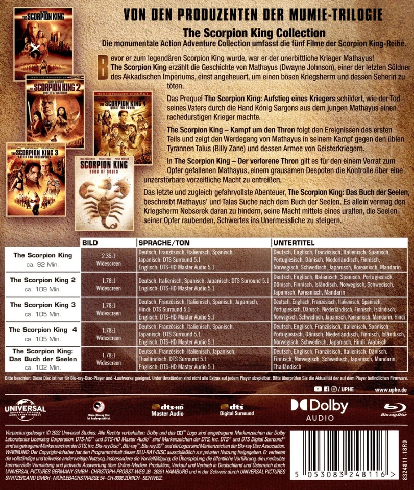 The Scorpion King - Teil: 1 - 5 (2002 - 2018)[Blu-ray/Neu/OVP] Dwayne Johnson, R - Bild 2 von 4