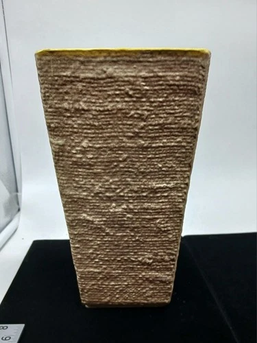 Vintage Shawnee Pottery Burlap Texture Yellow Vase
