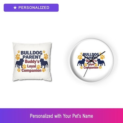 Custom Bulldog Pet Lover Gift Set Pillow Clock Personalized Name Easter Gift