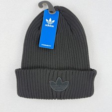 Adidas Trefoil Beanie Black Fold Over Chenille NEW