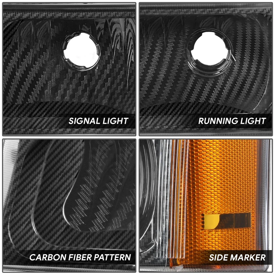 Conjunto de faros con patrón de fibra de carbono Fit 03-07 Chevy Avalanche Silverado Foto 4 de 4