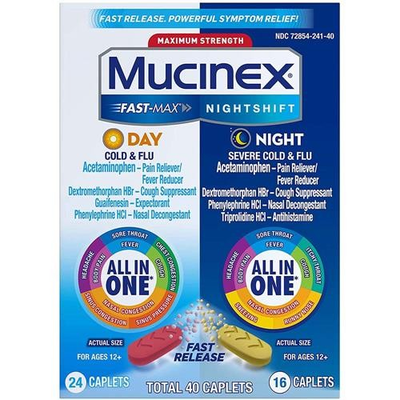 #ad #ad Mucinex Fast Max Night Shift Day And Night Cold And Flu 40 Caplets $8.95