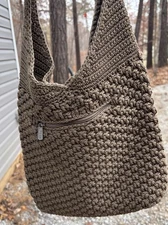 The Sak Crochet Shoulder Bag Womens Medium Brown Boho Purse