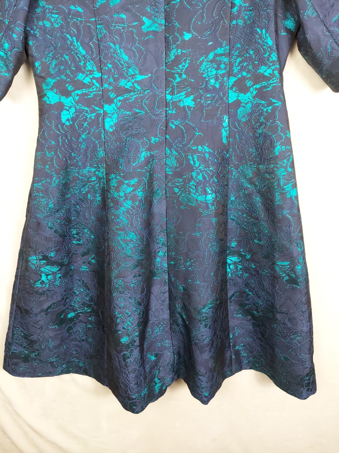 Teri Jon Cocktail Dress Womens 16 Metallic Floral Jacquard Christmas Holiday