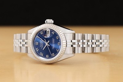 ROLEX LADIES DATEJUST 69174 BLUE ARABIC DIAL 18K WHITE GOLD  display picture 1