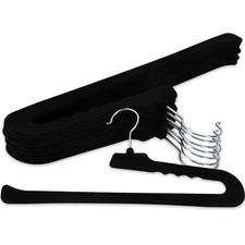 Velvet Pants Hangers - 8 Pack Black Non Slip Open Ended Hanger with 360 Swive...