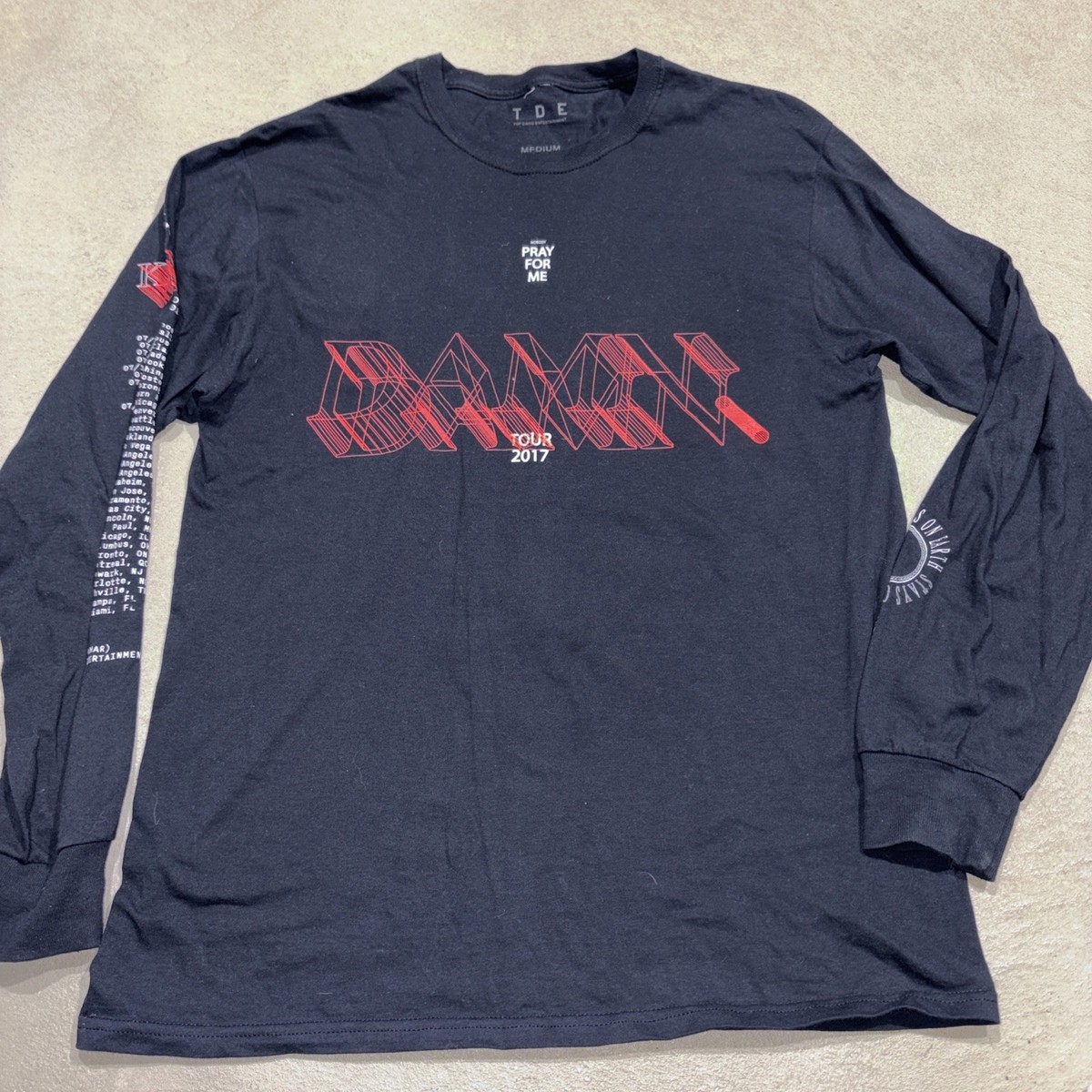 Kendrick Lamar Damn Tour 2017 Nobody Pray For Me Rap Tee TDE Size