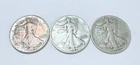 LIBERTY WALKING HALF DOLLAR LOT OF 3 - 90% SILVER #4855