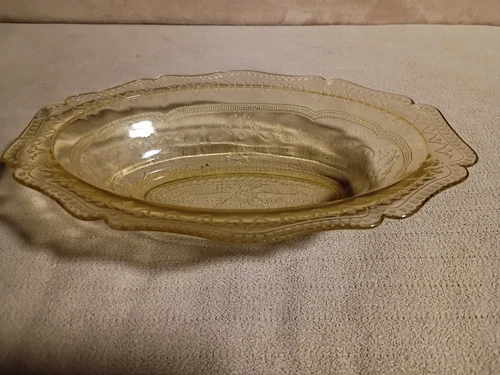 Federal Amber Golden Glow Depression Glass Patrician 10" Oval Vegetable Bowl
