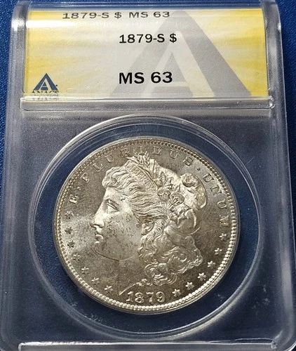 1879 S Morgan Silver Dollar MS63 ANACS Frosty White Uncirculated Coin