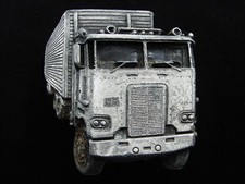 RE11143 VINTAGE 1978 CUT-OUT  18 WHEELER SEMI-TRUCK  PEWTER BELT BUCKLE