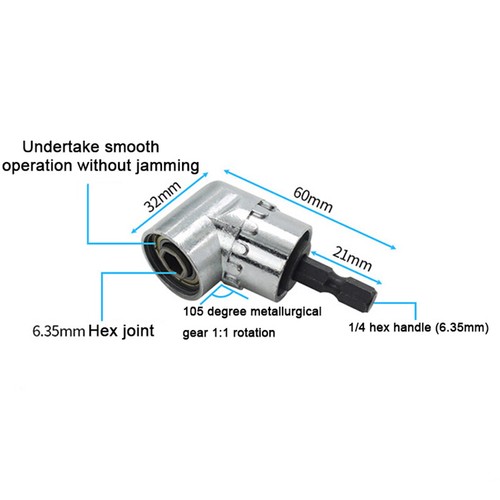 Broca de destornillador 105 grados esquina taladro eléctrico cabeza angular vástago hexagonal herramienta de mano - Imagen 2 de 6