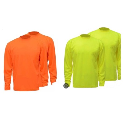 4 pack long sleeve bird eye dry fit breathable safety Hiv vis shirt