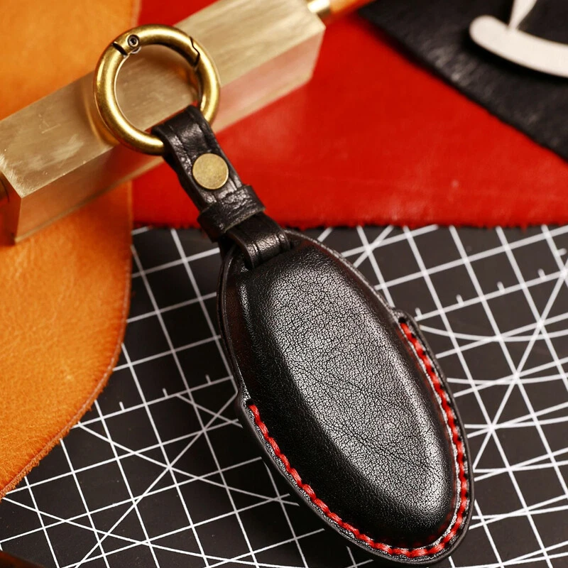 Porta-chaves de couro genuíno para carro controle remoto chaveiro para Nissan Rogue 2008-2021 - Imagem 4 de 4