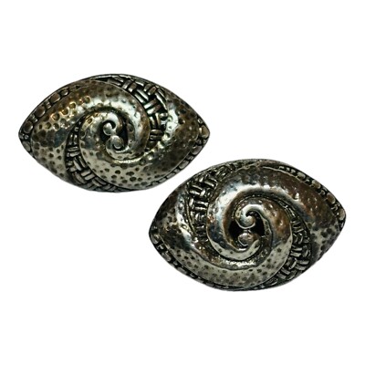 Sarda Bali Sterling 925 Silver Oval Swirl Omega Back Earrings - .27
