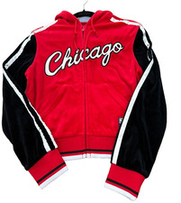 Hardwood Classics Sports G III Carl Banks Velour Chicago Bulls Hoodie Size Small