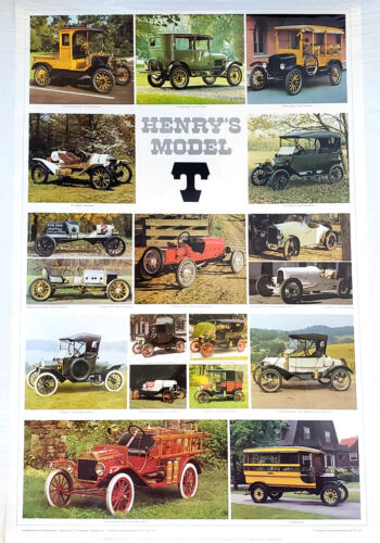 AFFICHE MURALE CLASSIQUE FORD AUTOMOBILES HENRY'S MODÈLE T 1909-26 vintage 1973 25x38 - Photo 1/1