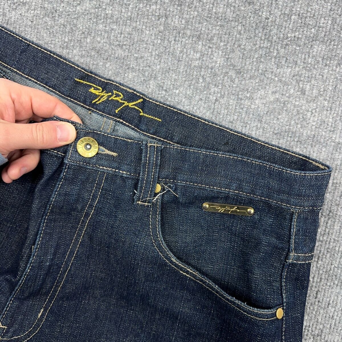 Ruff Ryders Jeans 36x34 Dark Wash Baggy Embroidered Pockets Ruff Ryders Jeans 36x34 Dark Wash Baggy Embroidered Pockets