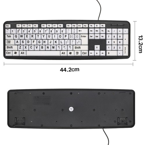 Large Print Keyboard Wired USB Computer Keyboard for Visually Impaired C2J0 - Afbeelding 6 van 11