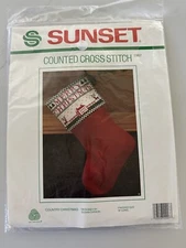 Sunset Counted Cross Stitch Stocking Kit Merry Country Christmas Reindeer 2907