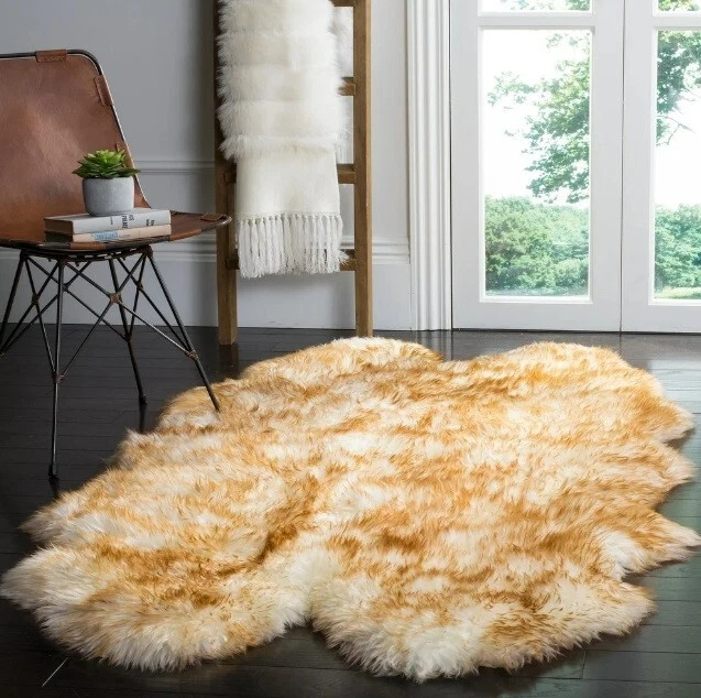 Alfombra de piel de oveja genuina piel natural grande suave esponjosa pelusa blanca Foto 2 de 3