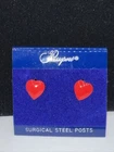 New Vintage Costume Jewelry Red Heart Earrings