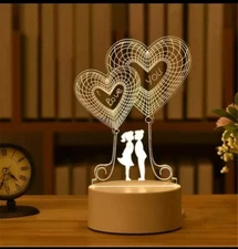 heart love acrylic 3D night light diy whit base