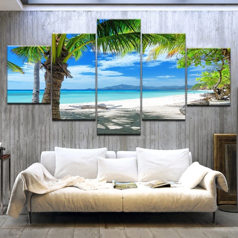 Maldives Palm Tree Beach 5 Panel Canvas Print Wall Art Poster Home Decoration
Opens in a new window