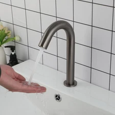 Gun Metal Bathroom Sink Faucet Automatic Sensor Hand Touchless Mixer Tap 