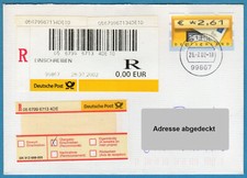 Bund ATM 5.2 Einschreibebrief 2,61 mit E-Schein 26.7.02 Gotha * Sielaff