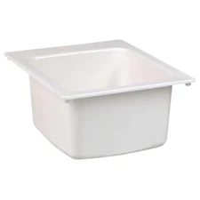 17 In. X 20 In. Fiberglass Self-Rimming Utility Sink in White | Mustee L W