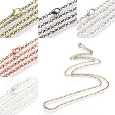 50Pcs Soldered Iron Rolo Chains Necklace Making with Lobster Clasps 17.7" 45cm