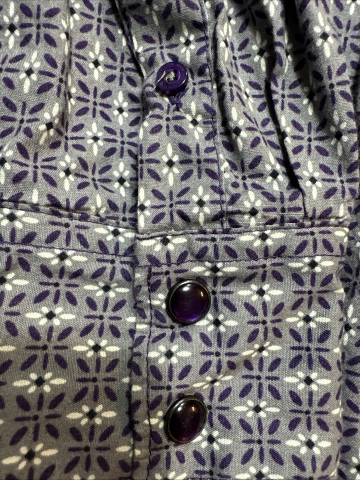 Camisa Cinch Youth Boys Roxa Botão para Cima Western Rodeio Geométrica Tamanho G/12 - Imagem 2 de 4