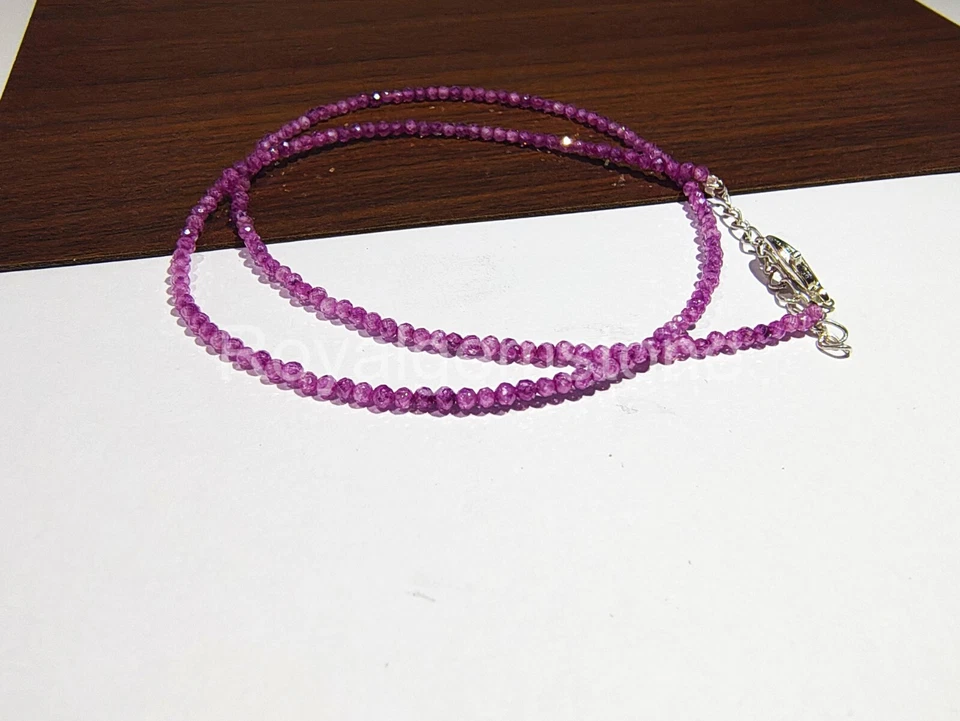 Top Quality Pink Sapphire Beads Natural Gemstone Multi Fire Necklace for Women - Image 2 of 4