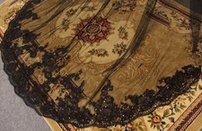 Black One Layer 118'' Long Bridal Veil with Comb Bling Sequins Head Accessories