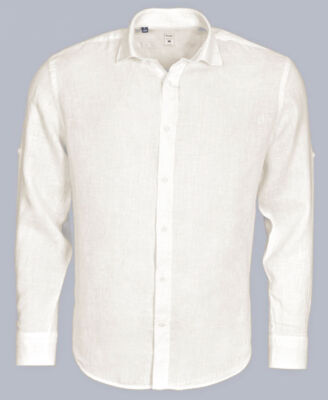 Armas Royal Langarmhemd Leinen ivory weiss Shorter Style Krempelärmel Gr. M-4XL
