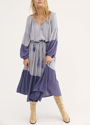 Free People Never Forget Midi Dress Size XS -Blue | eBay