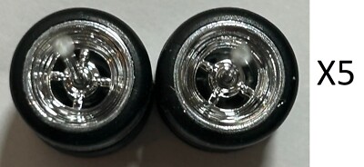 HOT WHEELS 4 SPOKE CHROME 5 SETS FOR 5 CARS RR HTF 1/64 CUSTOMS READY IN HAND