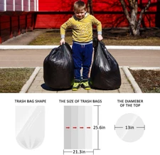 Strong Trash Bags Garbage Bags 60 Count for Home Office Kitchen, 8 Gallon, Black