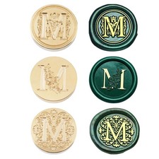 3Pcs Floral Letter M Wax Seal Stamp Heads, Alphabet Flower Combined Design Se...
