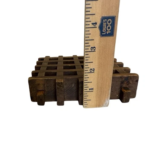MCM Vintage Teak Wood Trivet Lattice Waffle Square Danish 6"x 6" Handmade Modern image 11