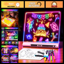 16" Rechargeable LED Drawing Board, 9 Color Modes, Timer Stand, Glow Doodle Pa