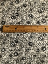 Black White Allover Floral Fabric 1 Yard X 44 Wide