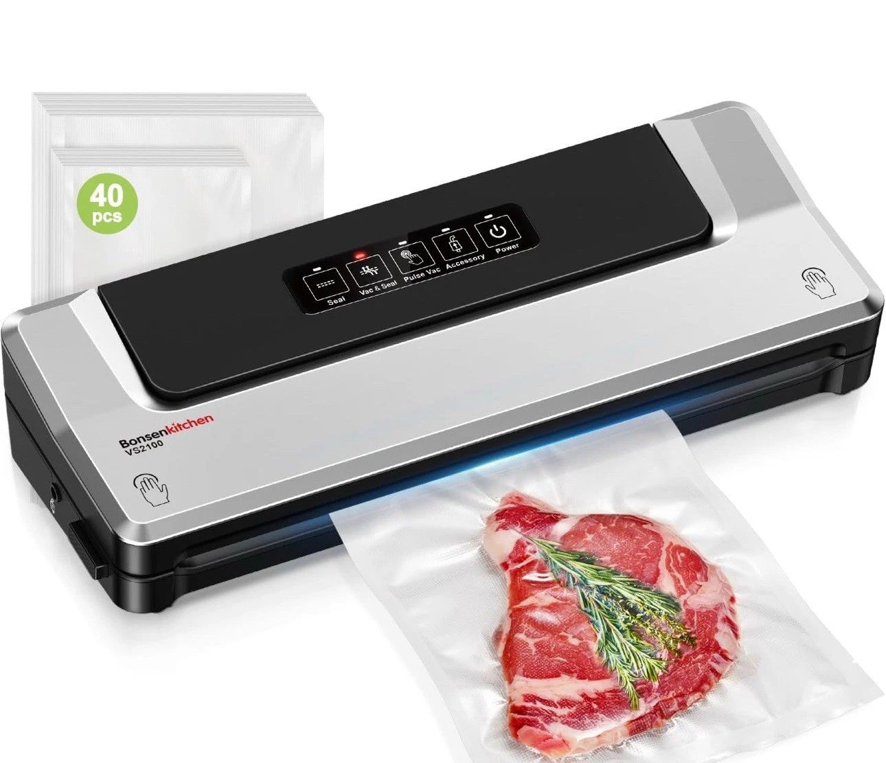 Updated 2025] Bonsenkitchen Vacuum Sealer Machine + 40 Vacuum Bags, Fast