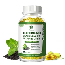 180 Counts Oil of Oregano Softgels 99% Carvacrol Vitamins D3 E and Black Pepper
