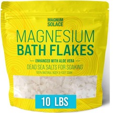 Magnesium Bath Flakes Dead Sea Salt, 10 lbs, Aloe Vera, Soaking, USA Packaged