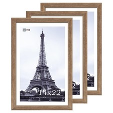 VCK 14x22 Picture Frame 3 Pack - Brown Walnut, Natural Textured Solid Wood Fr...
